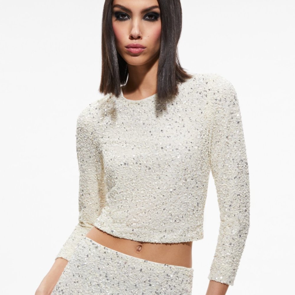 Alice and Olivia Delaina Crop Top, size M, worn 1x